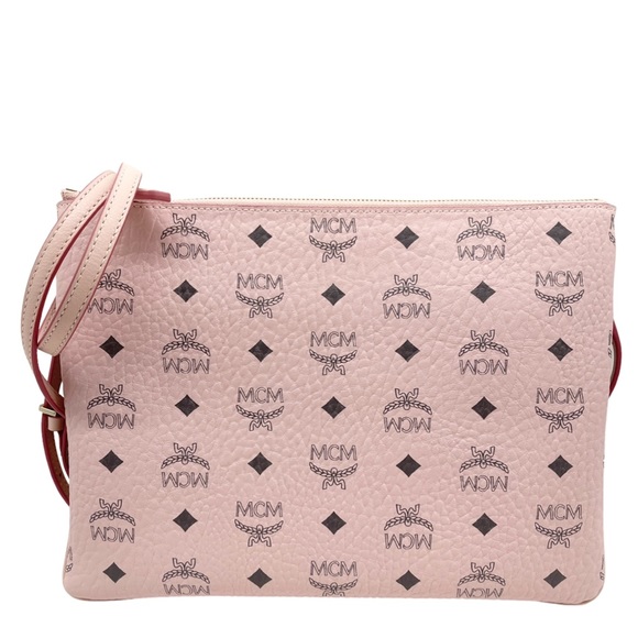 MCM New With Tags Powder Pink Logo Flat Pouch/ Clutch Crossbody Purse - Picture 11 of 12